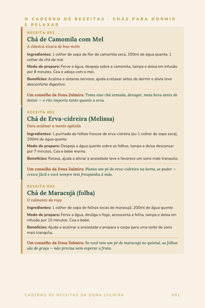 Página de receitas do caderno